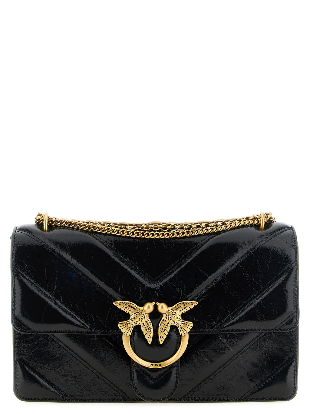 PINKO Love Black Quilted Leather Shoulder Bag