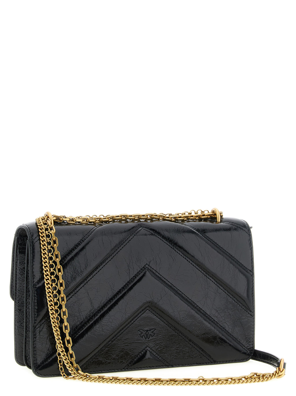 PINKO Love Black Quilted Leather Shoulder Bag