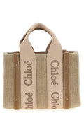 Chloé Woody Mini Linen Tote Bag Pink