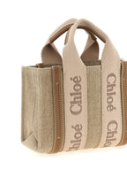 Chloé Woody Mini Linen Tote Bag Pink