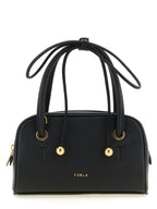 Furla Poppy S Black Leather Top Handle Bag