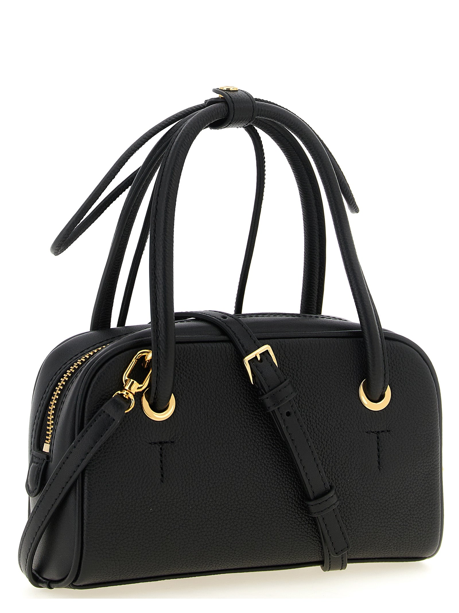 Furla Poppy S Black Leather Top Handle Bag