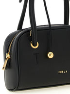 Furla Poppy S Black Leather Top Handle Bag