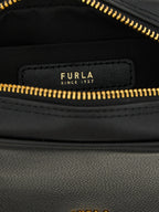Furla Poppy S Black Leather Top Handle Bag