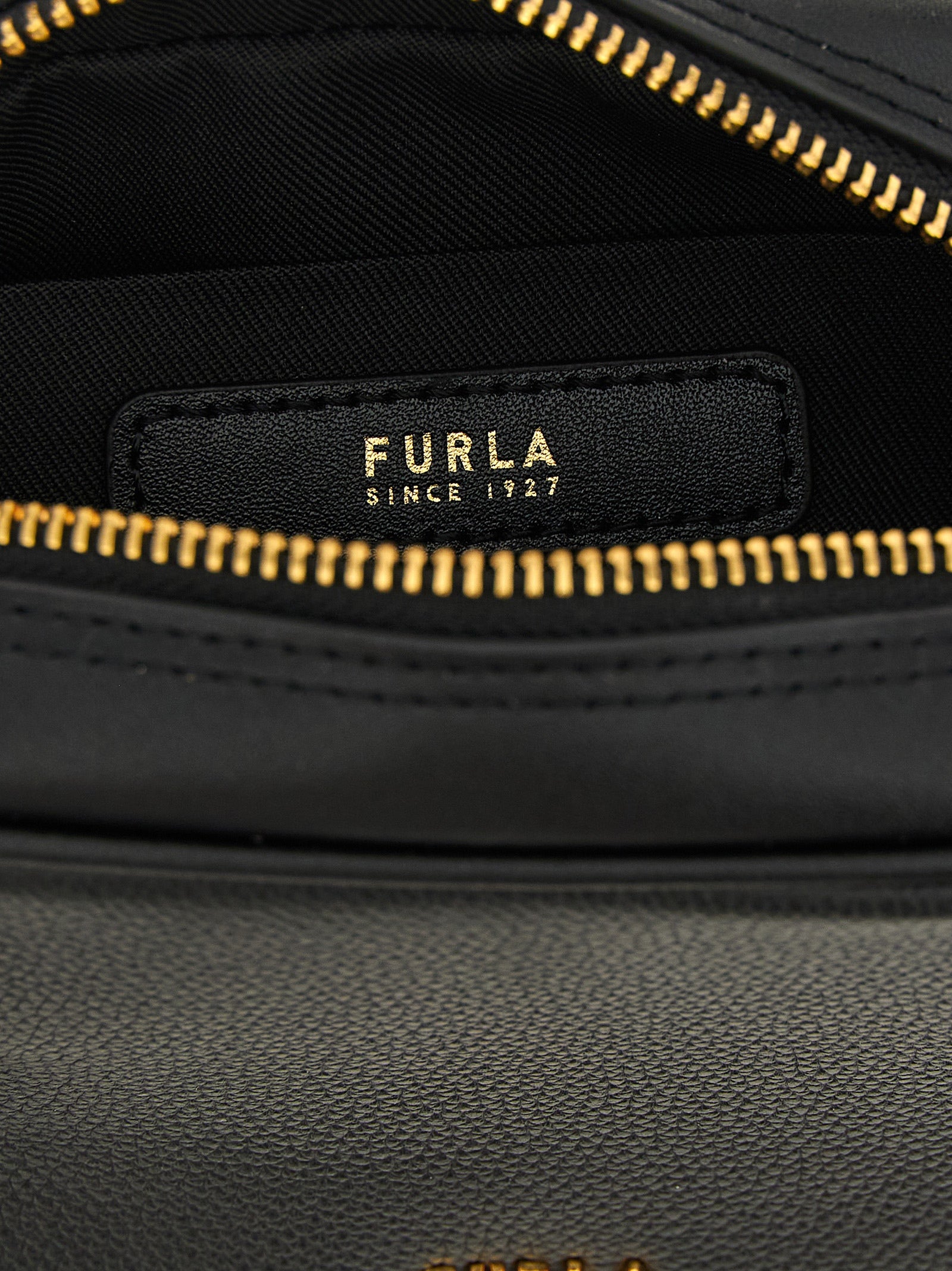 Furla Poppy S Black Leather Top Handle Bag