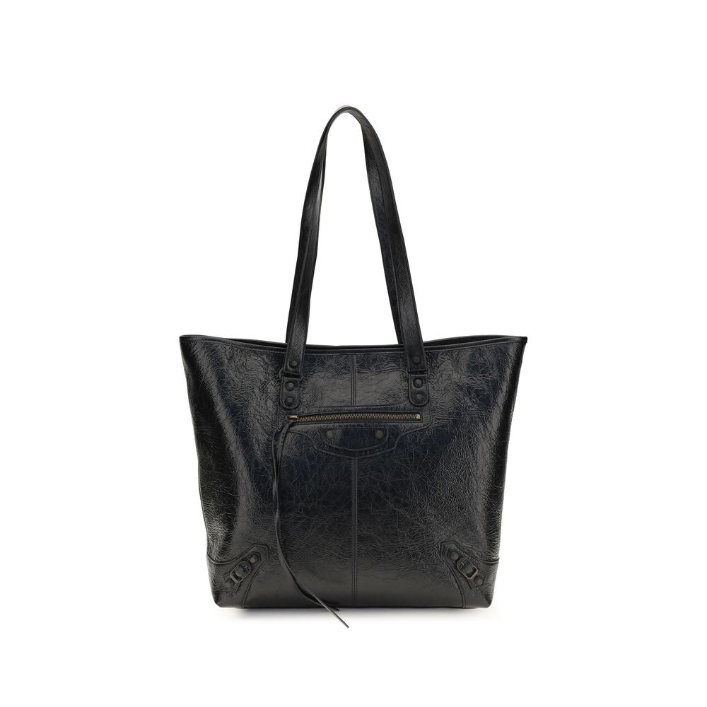Balenciaga Le City Arena Lambskin Leather Tote Bag Black