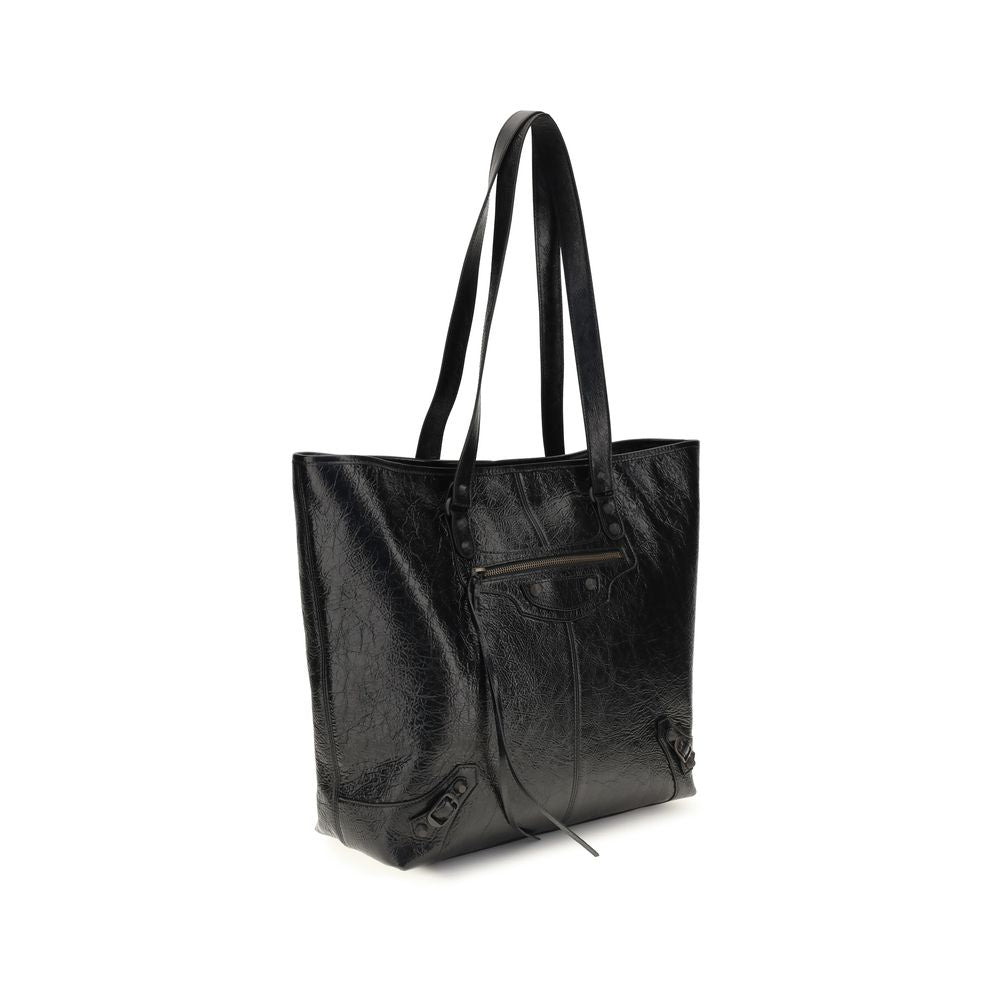 Balenciaga Le City Arena Lambskin Leather Tote Bag Black