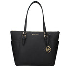 Michael Kors Jet Set Large Black Leather Tote Bag