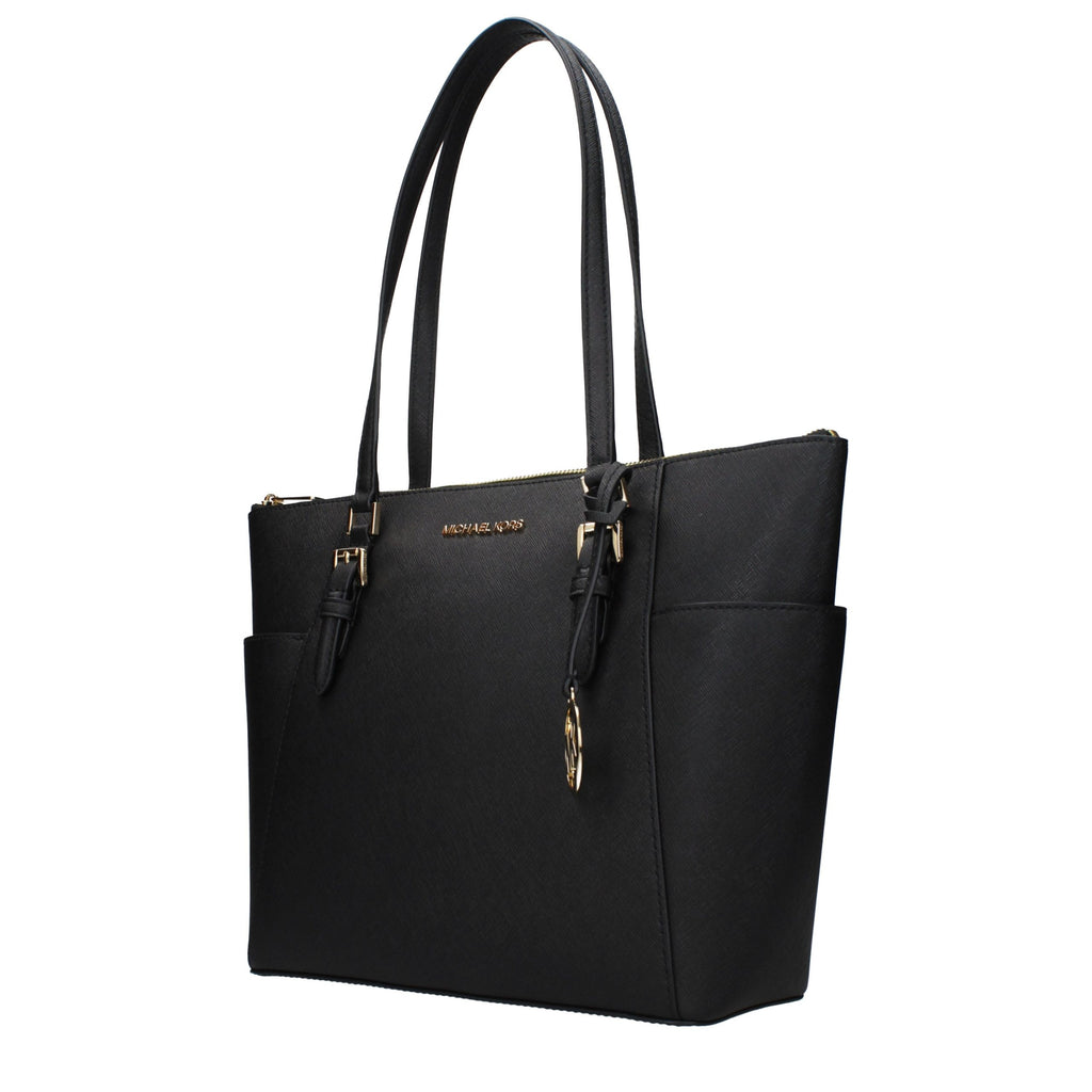 Michael Kors Jet Set Large Black Leather Tote Bag