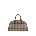 Burberry Check Canvas Travel Duffle Bag Archive Beige