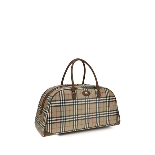 Burberry Check Canvas Travel Duffle Bag Archive Beige