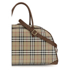 Burberry Check Canvas Travel Duffle Bag Archive Beige