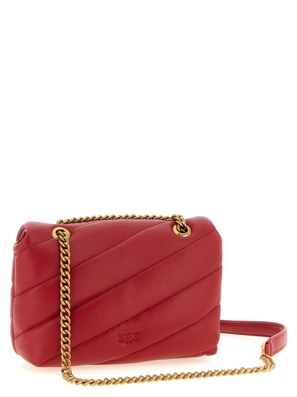PINKO Baby Love Puff Red Quilted Leather Shoulder Bag