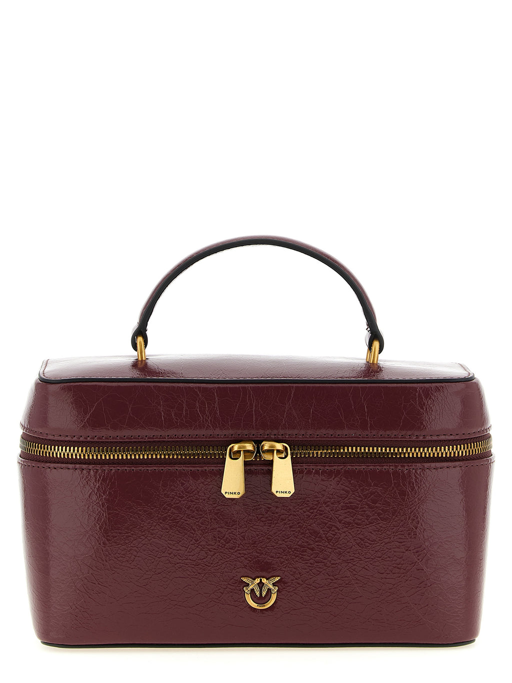 PINKO Love Birds Bordeaux Leather Vanity Bag