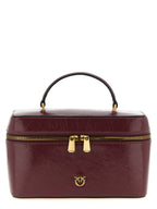 PINKO Love Birds Bordeaux Leather Vanity Bag