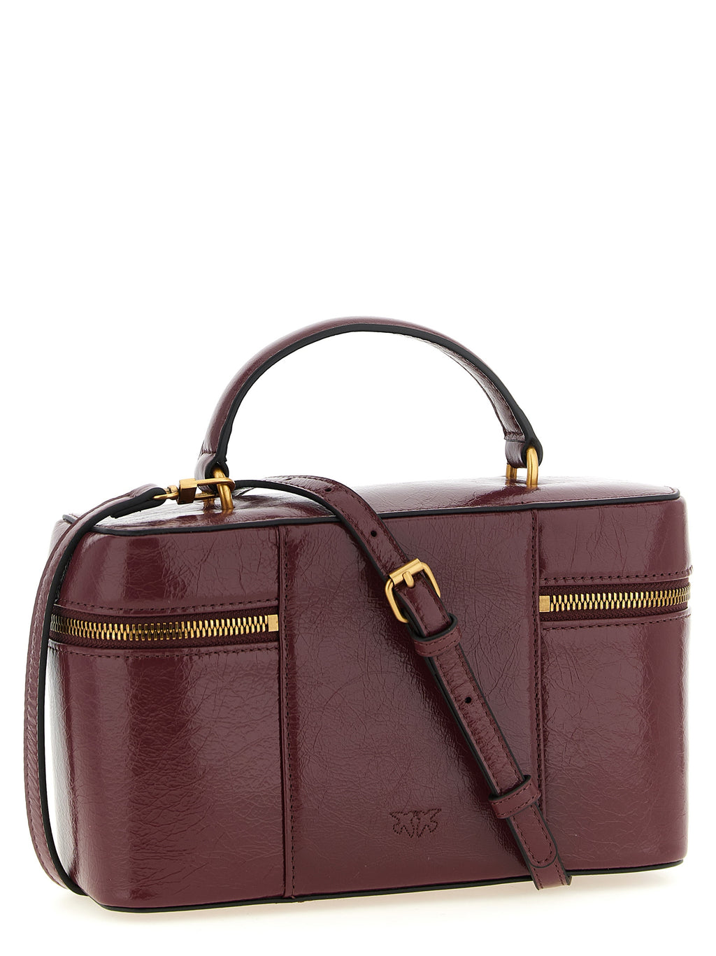 PINKO Love Birds Bordeaux Leather Vanity Bag
