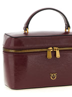 PINKO Love Birds Bordeaux Leather Vanity Bag