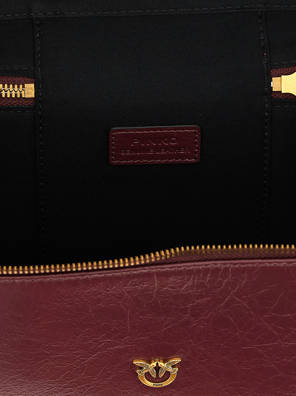PINKO Love Birds Bordeaux Leather Vanity Bag