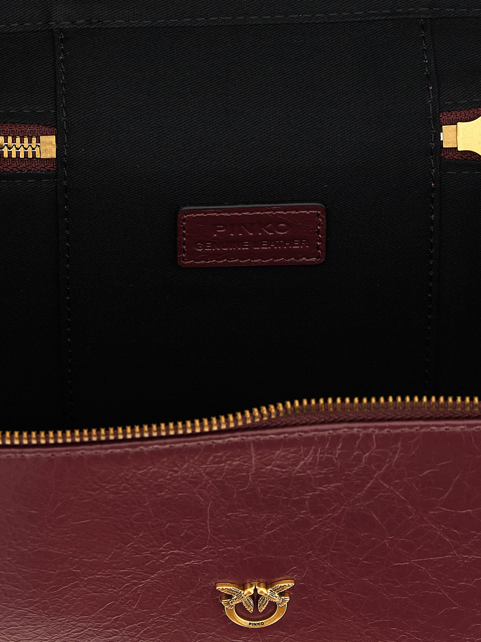 PINKO Love Birds Bordeaux Leather Vanity Bag