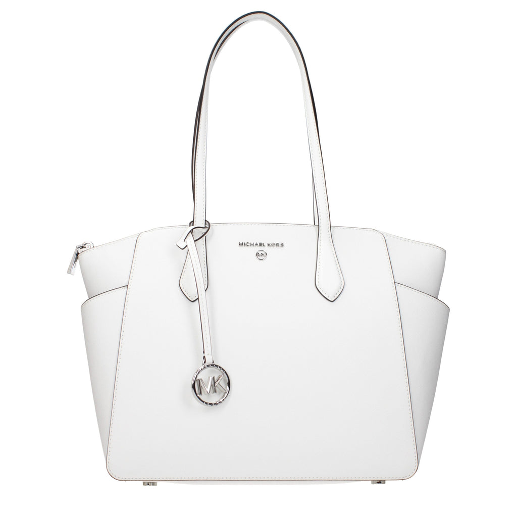 Michael Kors White Leather Shoulder Tote Bag