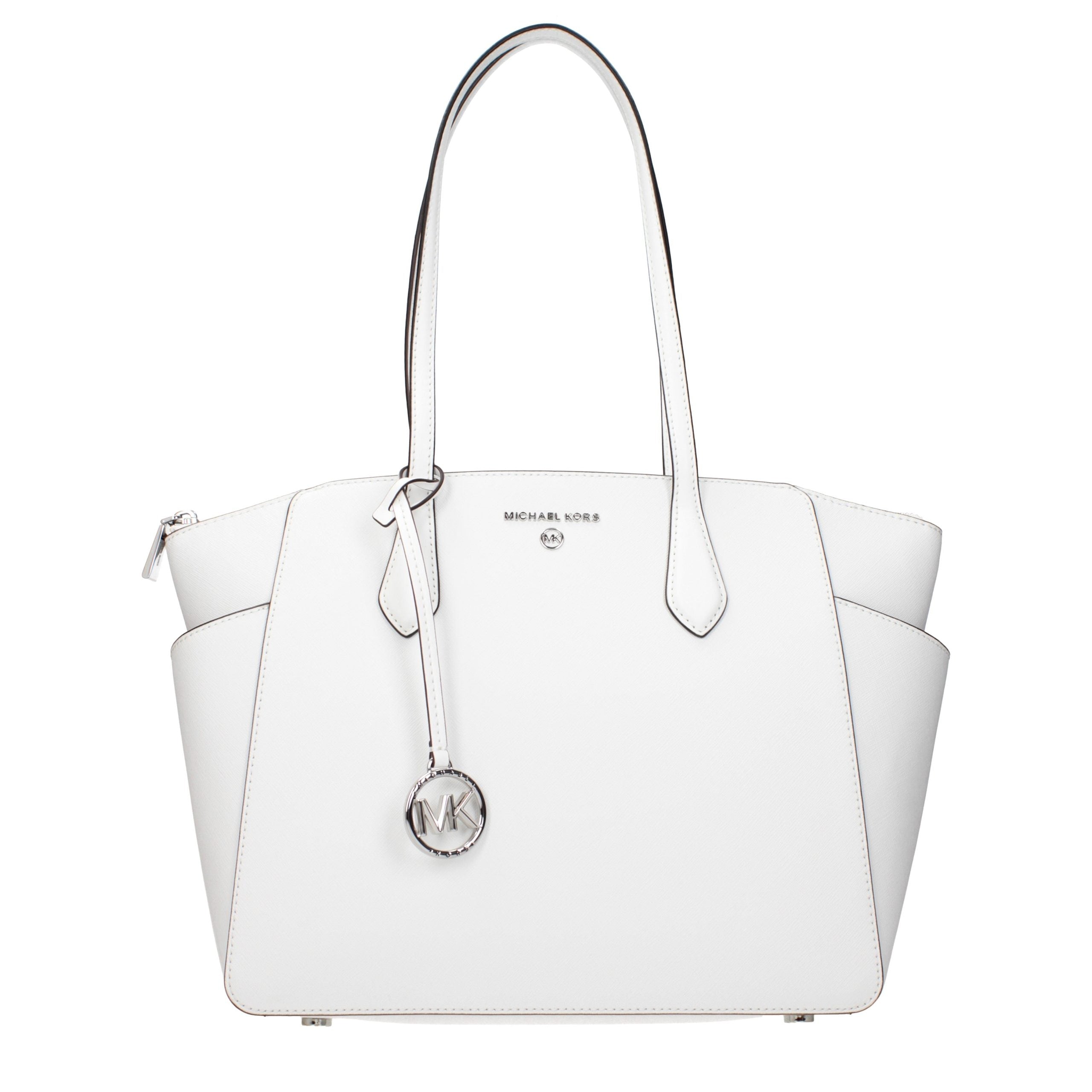 Michael Kors White Leather Shoulder Tote Bag