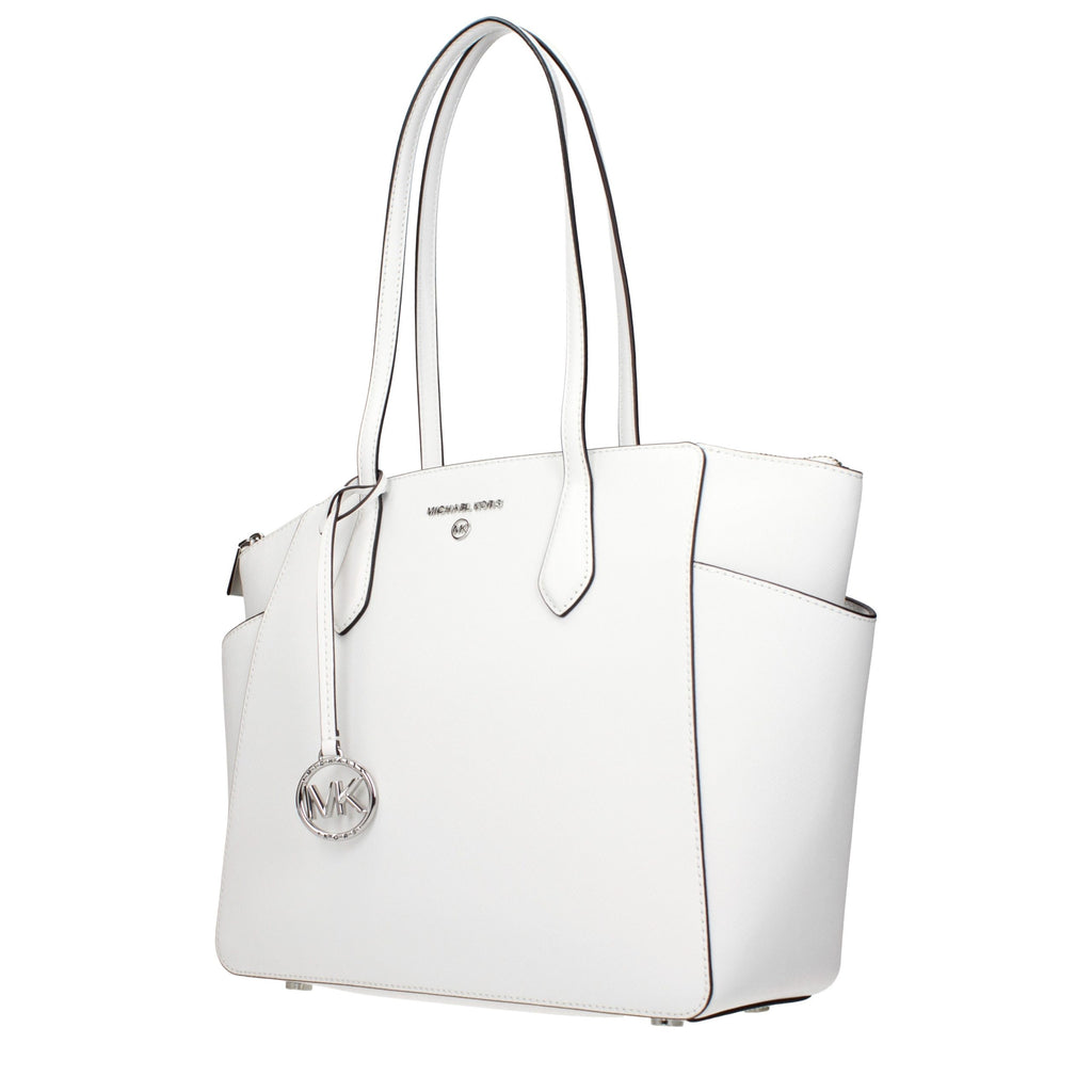 Michael Kors White Leather Shoulder Tote Bag