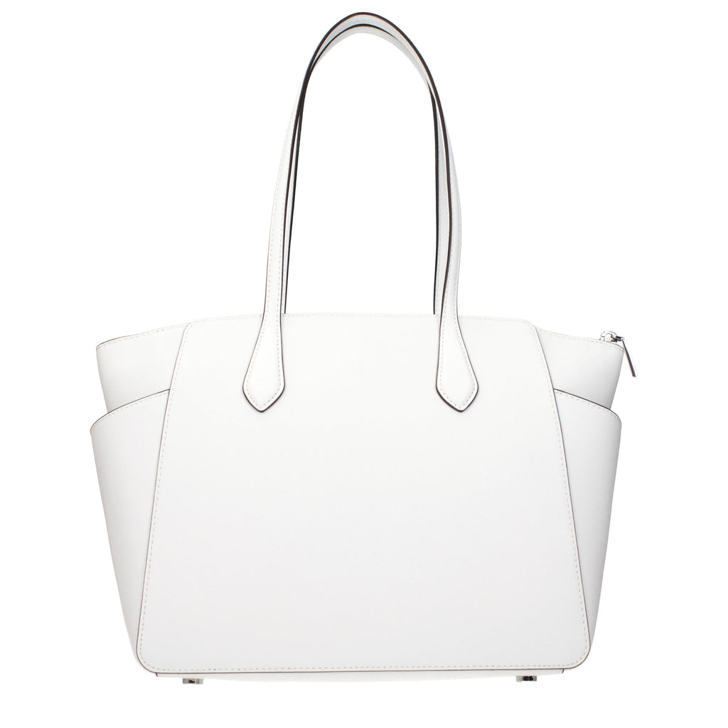 Michael Kors White Leather Shoulder Tote Bag