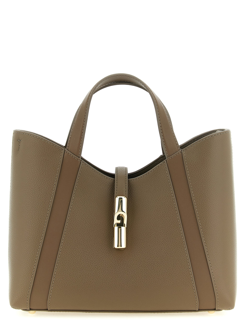 Furla Goccia S Taupe Leather Tote Bag