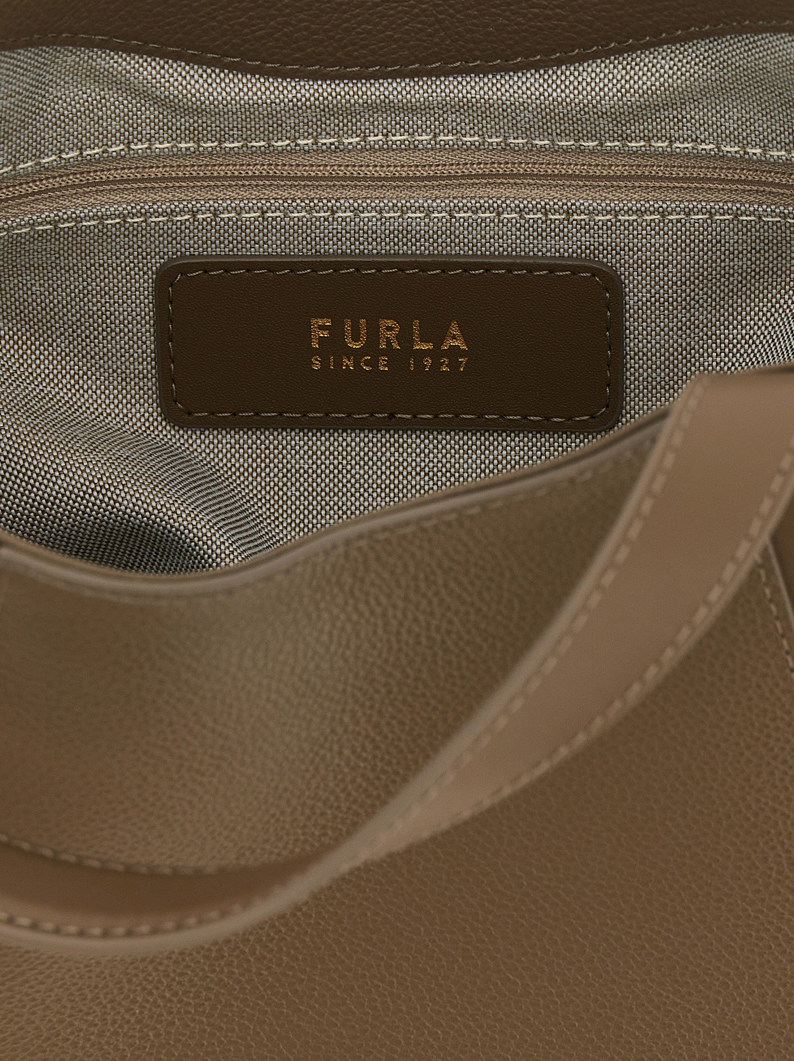 Furla Goccia S Taupe Leather Tote Bag