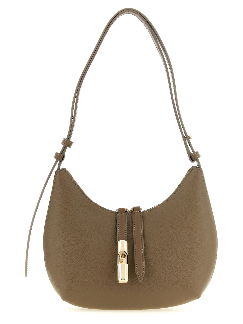 Furla Goccia S Taupe Leather Shoulder Bag