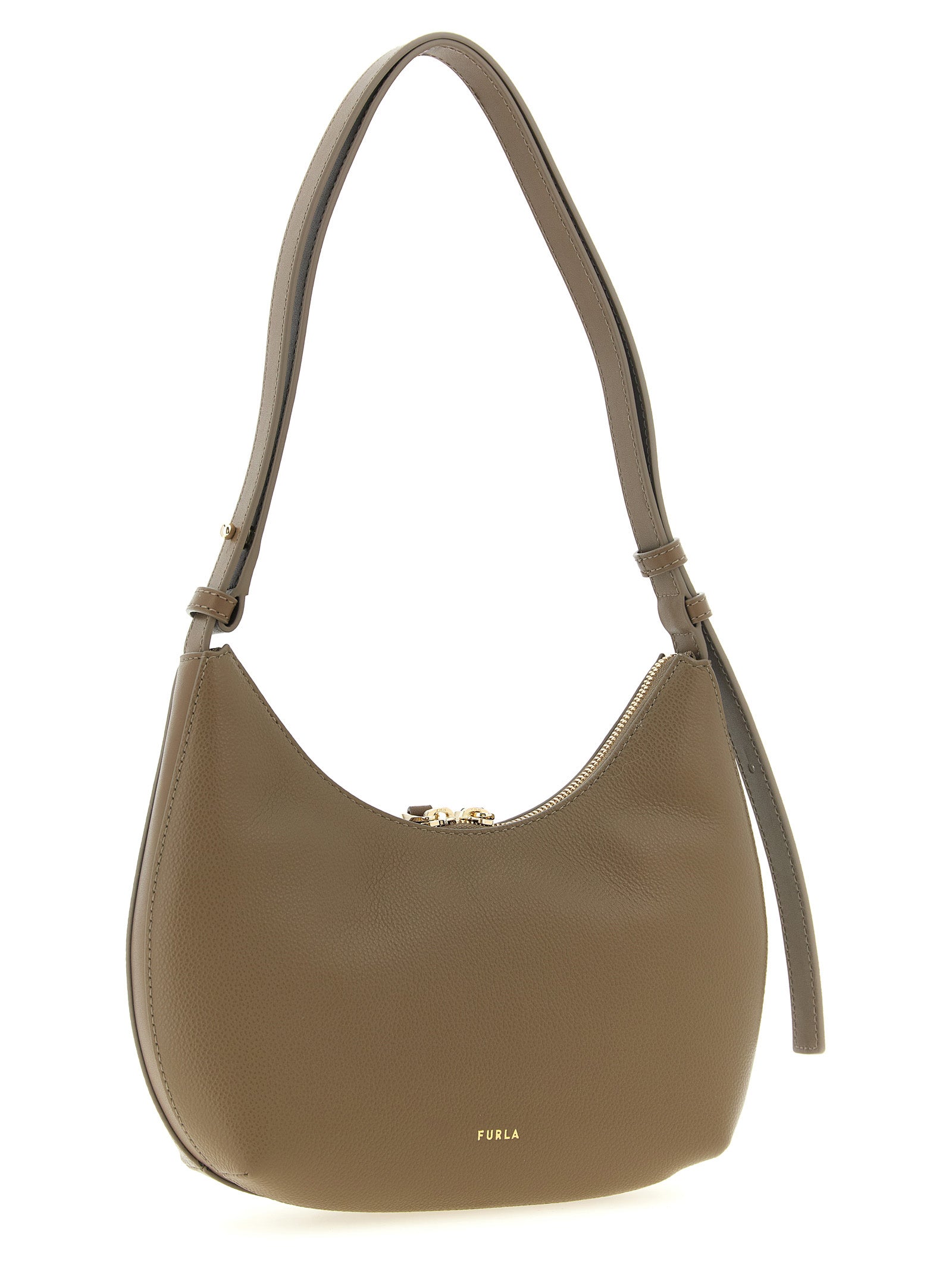 Furla Goccia S Taupe Leather Shoulder Bag