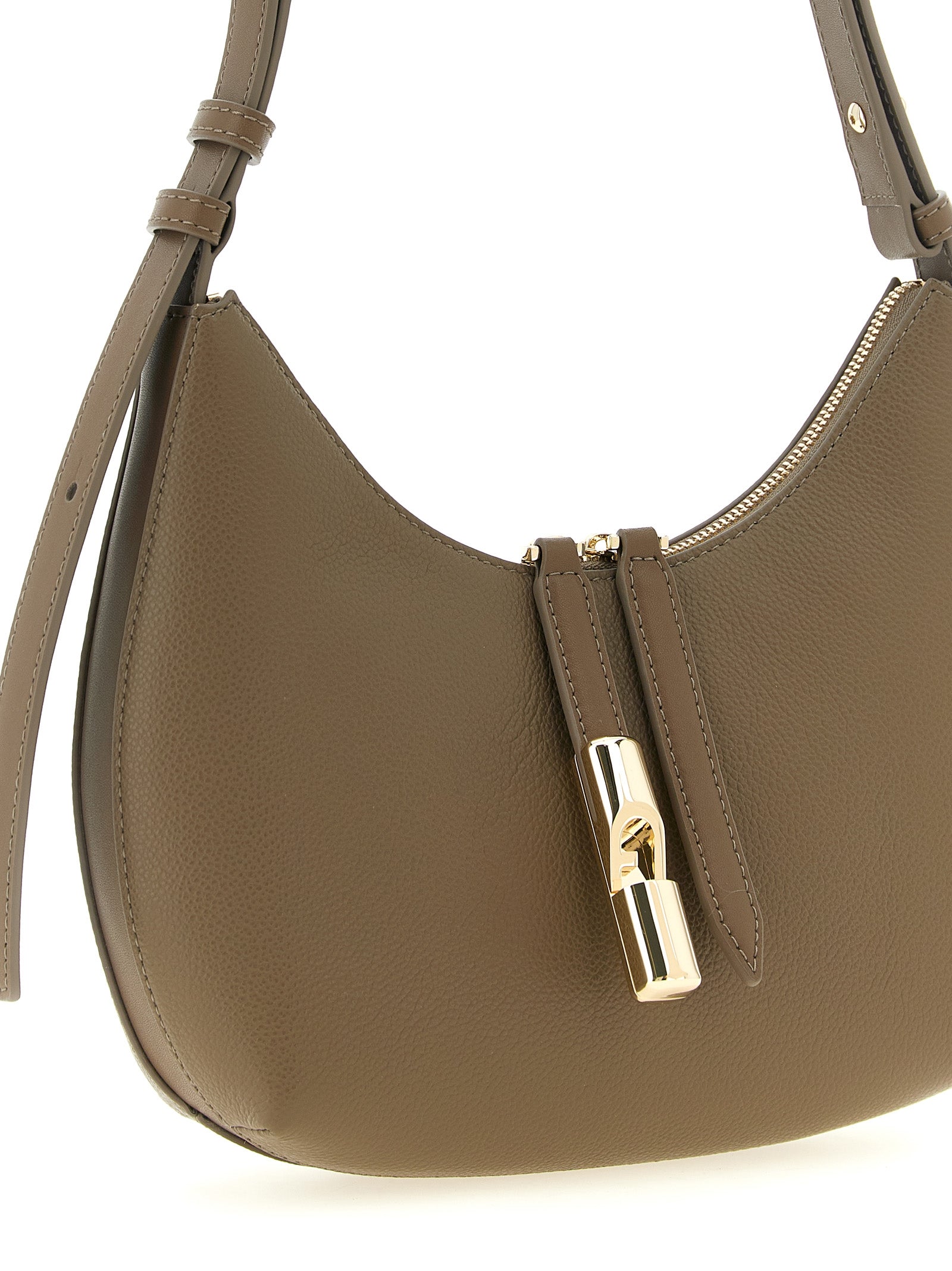 Furla Goccia S Taupe Leather Shoulder Bag