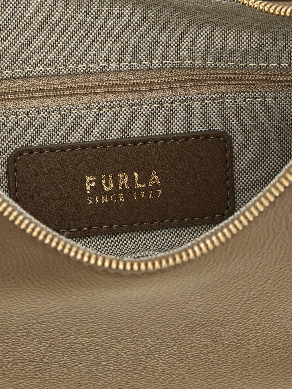 Furla Goccia S Taupe Leather Shoulder Bag