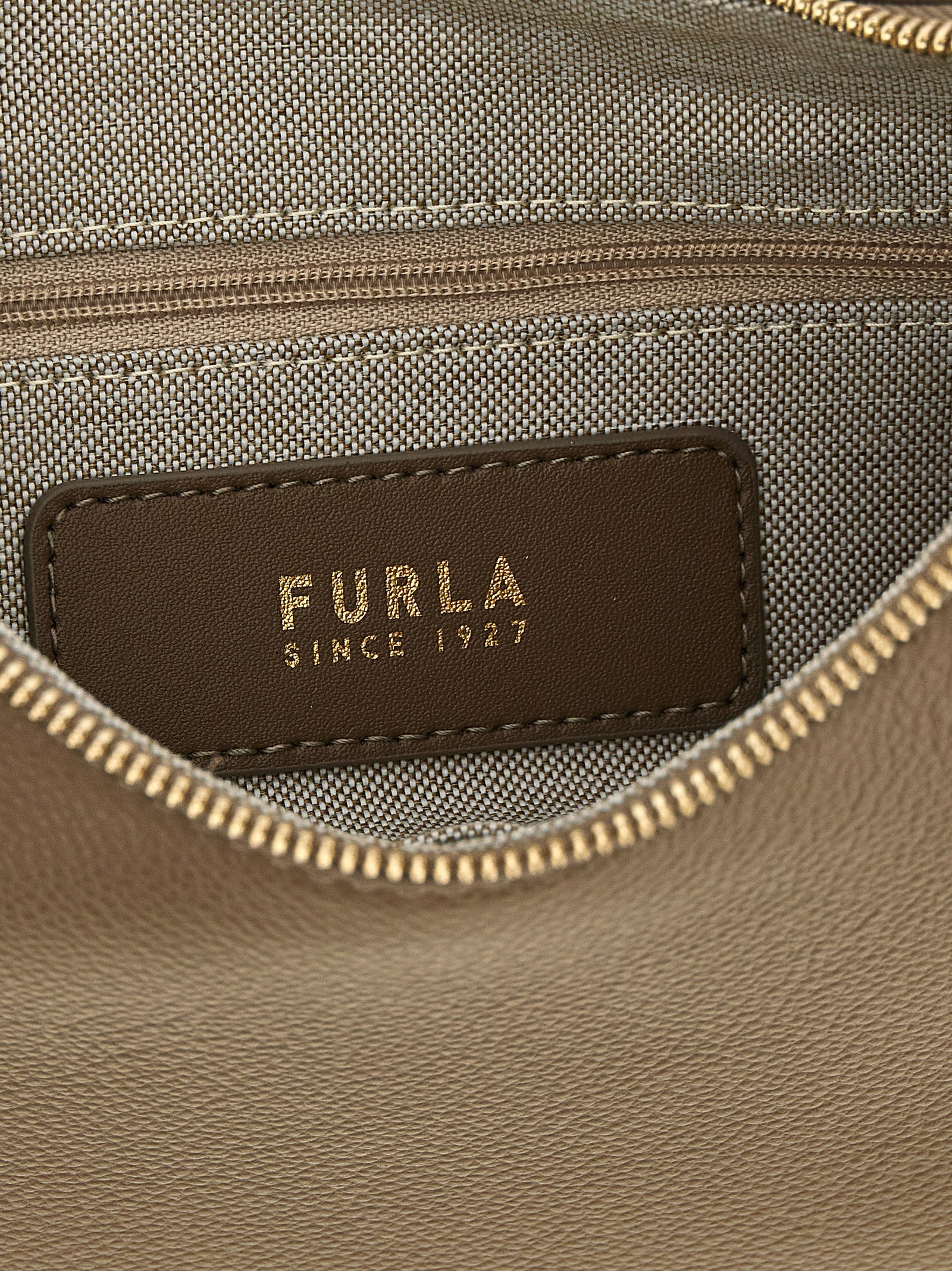 Furla Goccia S Taupe Leather Shoulder Bag