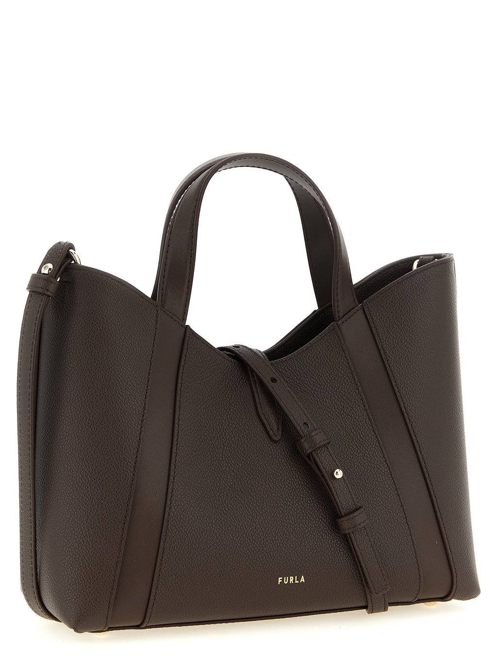 Furla Goccia S Brown Leather Tote Bag