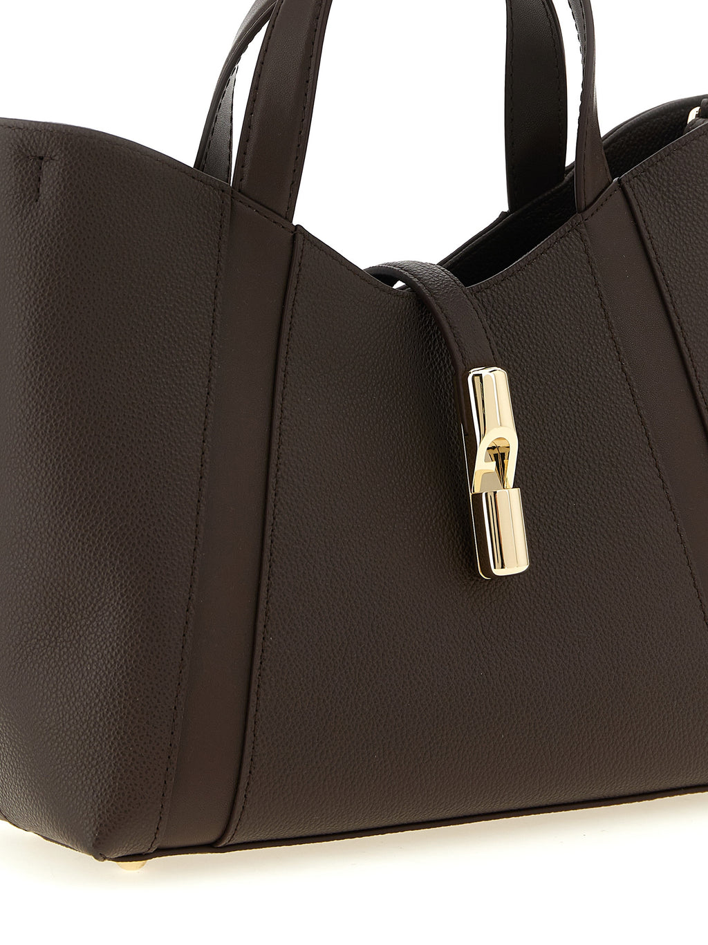 Furla Goccia S Brown Leather Tote Bag