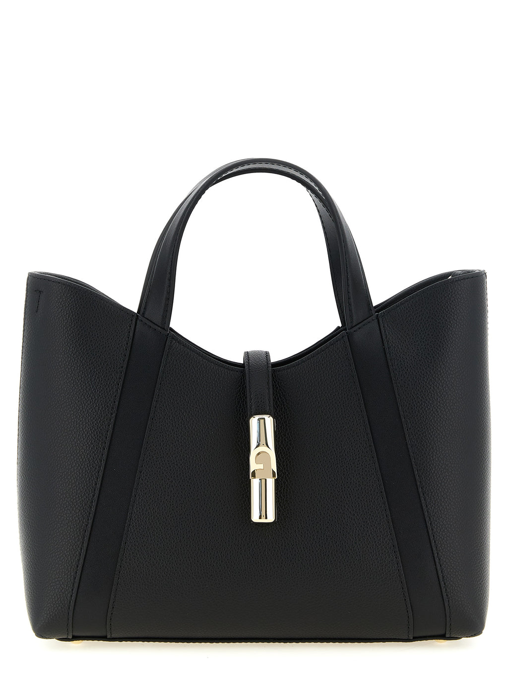 Furla Goccia S Black Leather Tote Bag