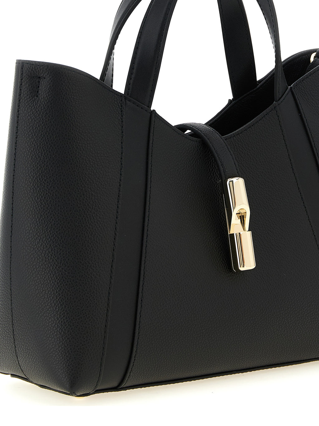 Furla Goccia S Black Leather Tote Bag