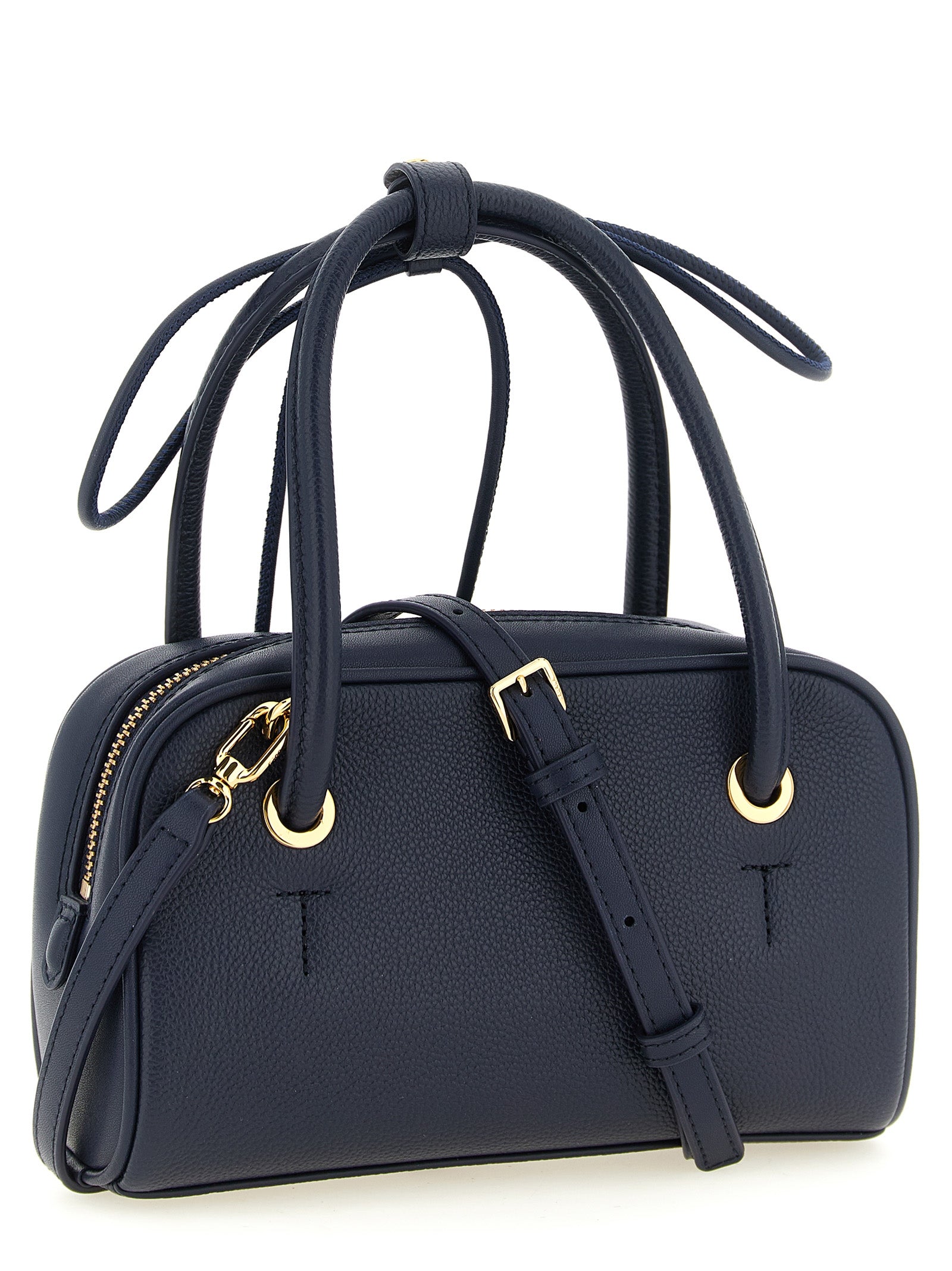 Furla Poppy Mini Navy Leather Top Handle Bag