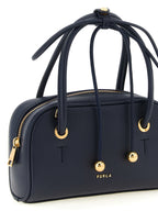 Furla Poppy Mini Navy Leather Top Handle Bag