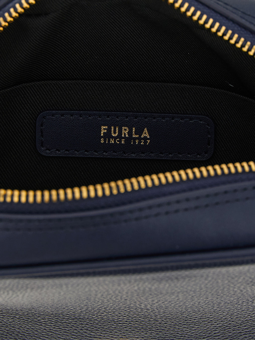 Furla Poppy Mini Navy Leather Top Handle Bag