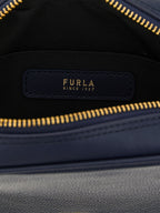 Furla Poppy Mini Navy Leather Top Handle Bag