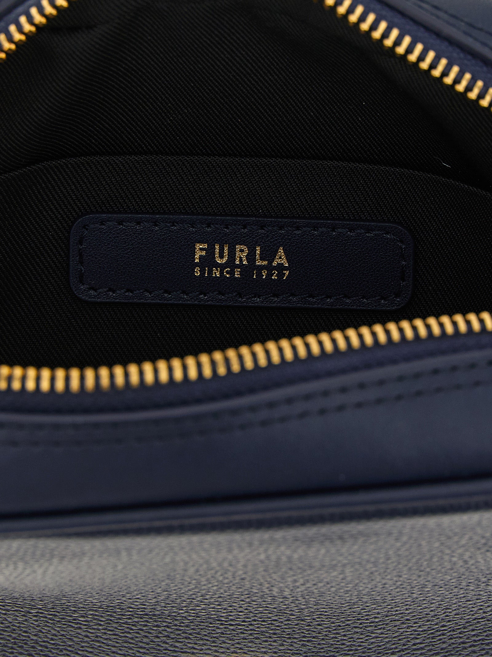 Furla Poppy Mini Navy Leather Top Handle Bag