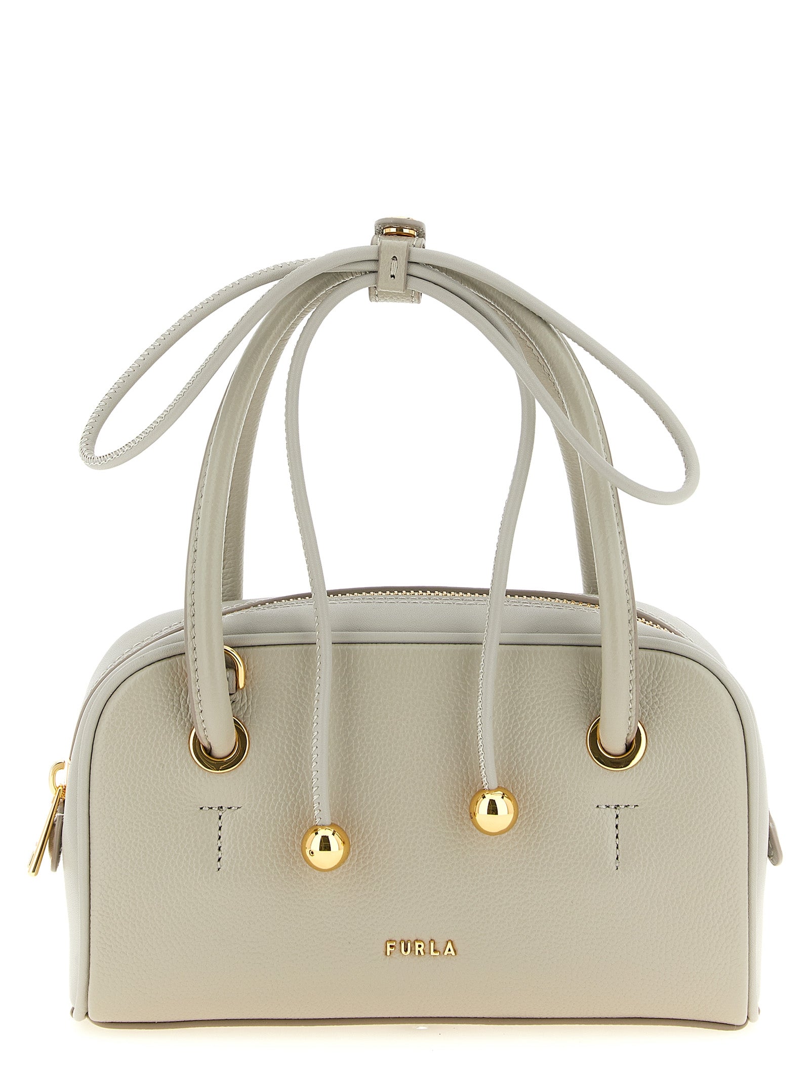 Furla Poppy Mini Urban Gray Leather Top Handle Bag