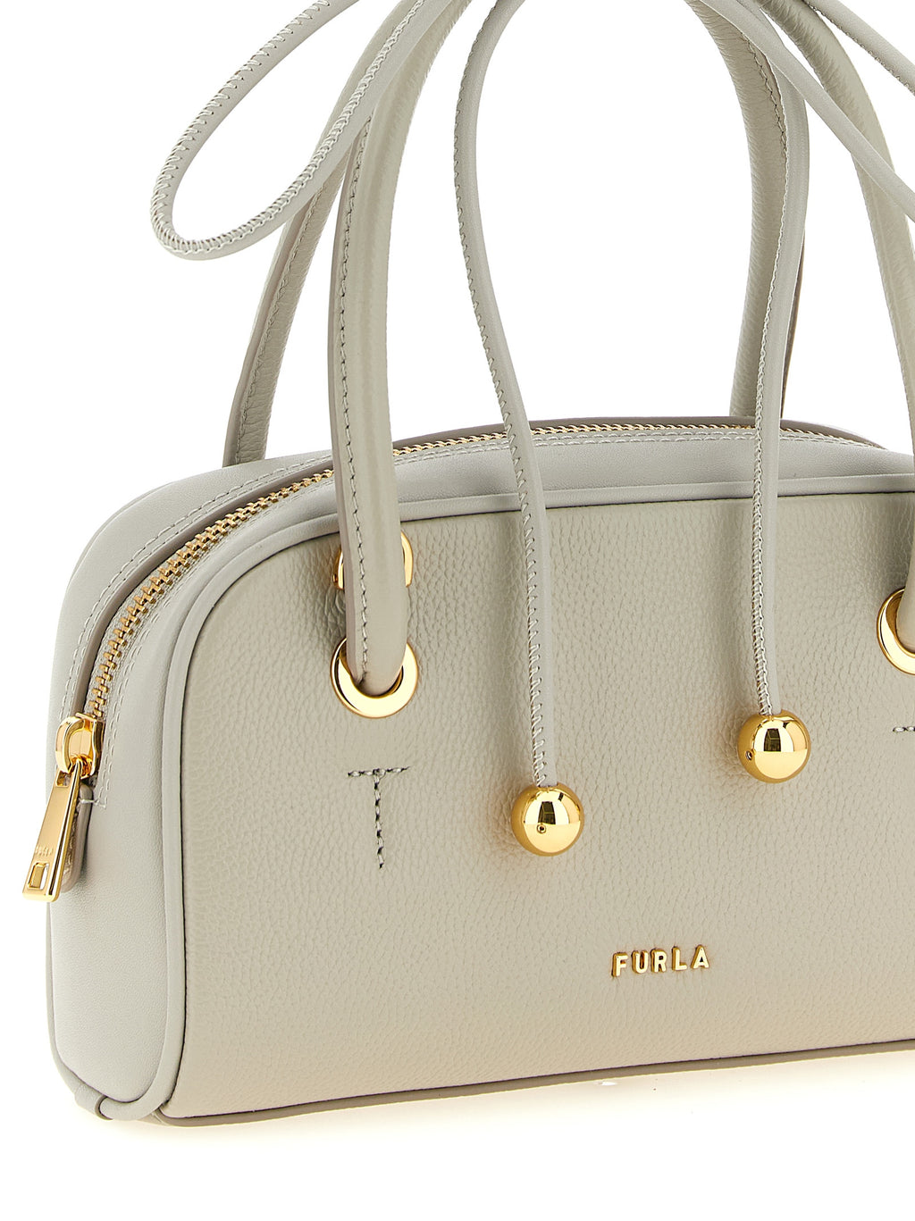 Furla Poppy Mini Urban Gray Leather Top Handle Bag