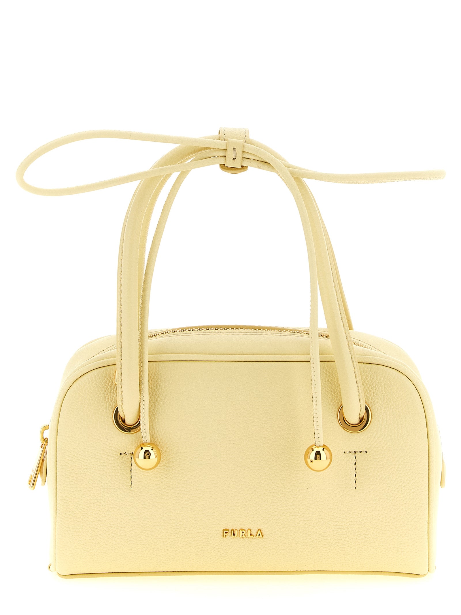 Furla Poppy Mini Yellow Leather Top Handle Bag