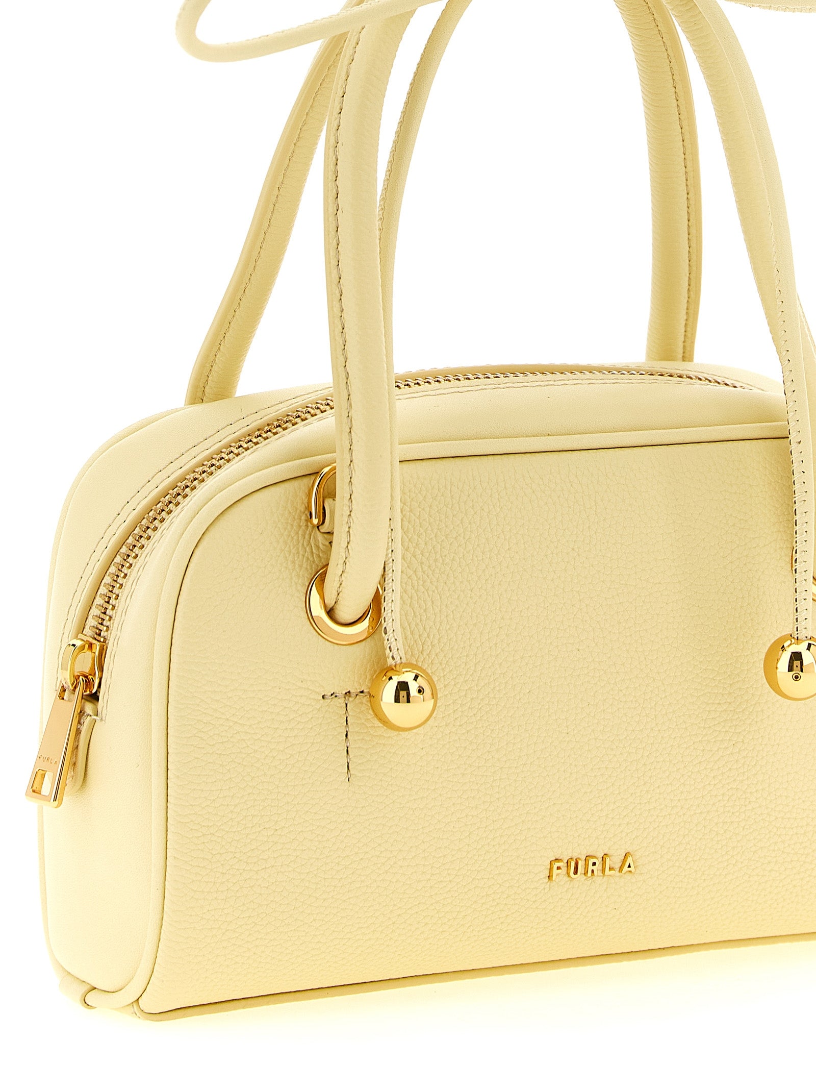 Furla Poppy Mini Yellow Leather Top Handle Bag