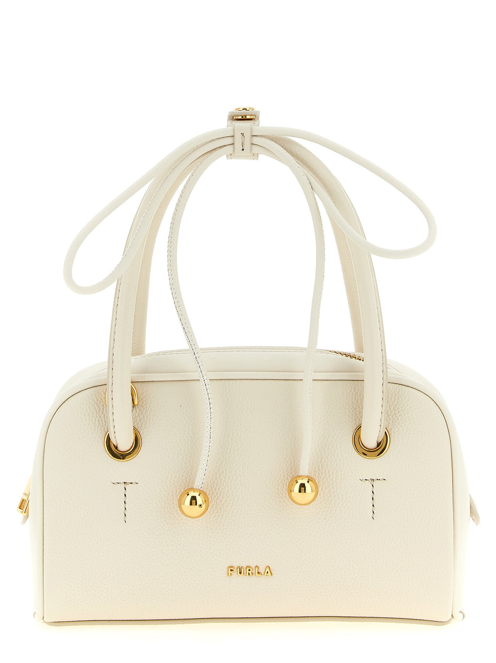 Furla Poppy S White Leather Top Handle Bag