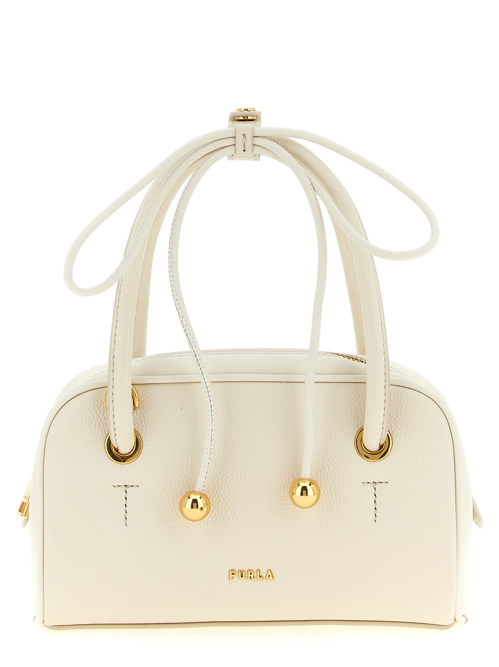 Furla Poppy S White Leather Top Handle Bag