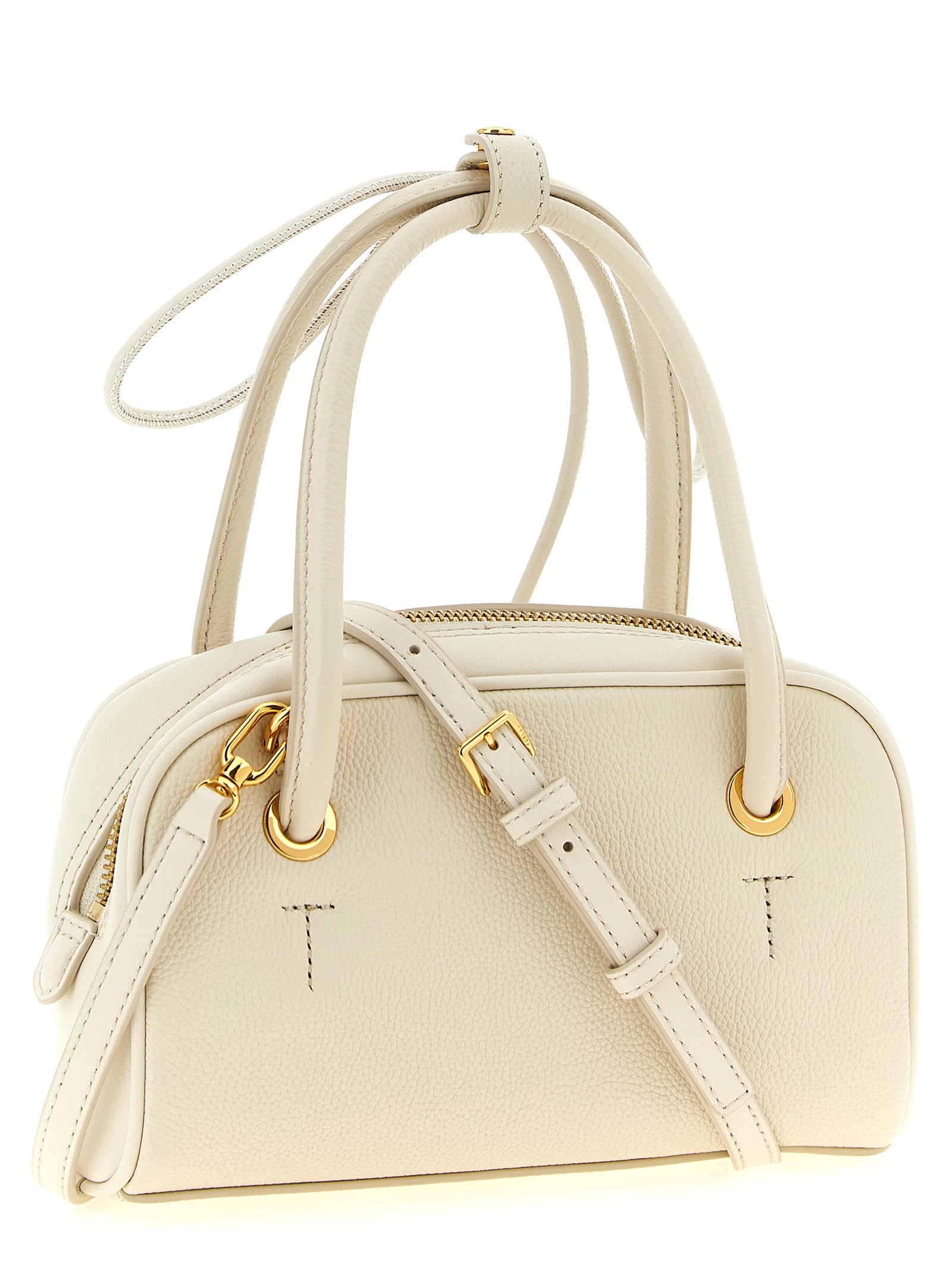 Furla Poppy S White Leather Top Handle Bag